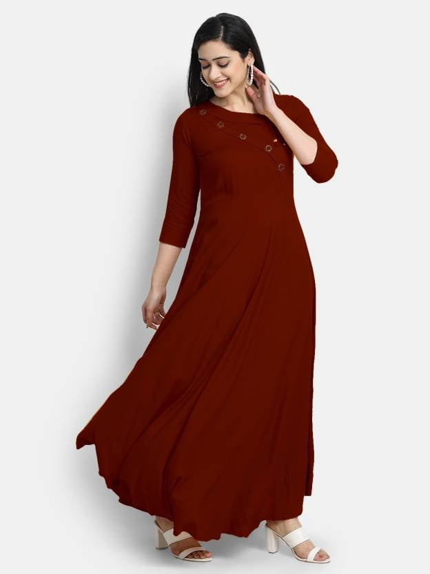Party Wear, Wedding Red and Maroon color Cotton fabric Gown : 1900184